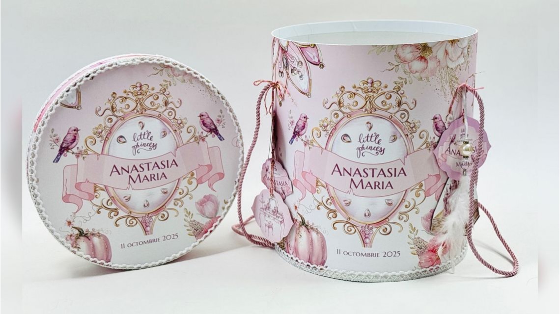 Trusou botez Princess Pink tematică prințesă, elegant și brodat 33